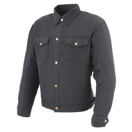 Milwaukee Leather MPM1623 Men's Black CE Armored Long Sleeve Biker Shirt Jacket Reinforced w/ Aramid Fibers