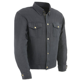 Milwaukee Leather MPM1623 Men's Black CE Armored Long Sleeve Biker Shirt Jacket Reinforced w/ Aramid Fibers