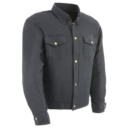 Milwaukee Leather MPM1623 Men's Black CE Armored Long Sleeve Biker Shirt Jacket Reinforced w/ Aramid Fibers