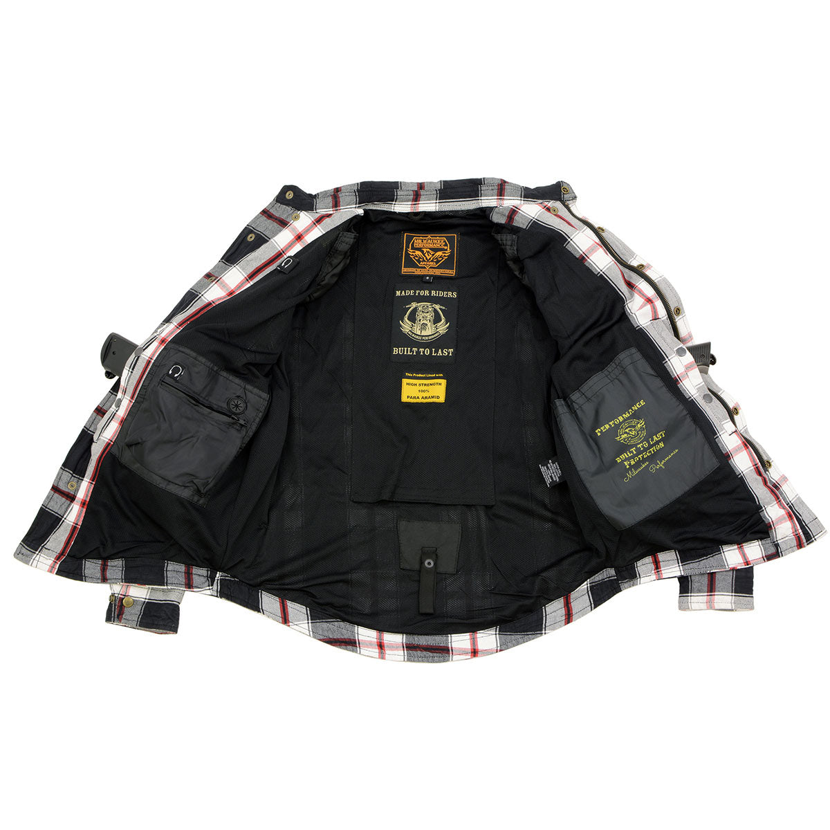 Milwaukee Leather MPM1625 Men's Armored Plaid Riding Shirt - CE Shoulder & Elbow Armor - Aramid Reinforced