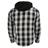 Milwaukee Leather Men’s Othello Black & White Plaid Hooded Riding Shirt w/ CE Armor & Aramid Fiber Panels - MPM1629