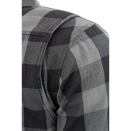 Milwaukee Leather MPM1630 Men's Plaid Flannel Biker Shirt w/ CE Armor - Reinforced w/ Aramid Fibers