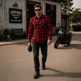 Milwaukee Leather MPM1631 Men's Plaid Flannel Biker Shirt with CE Approved Armor - Reinforced w/ Aramid Fiber