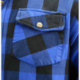 Milwaukee Leather Men's Plaid Flannel Blue Biker Shirt with CE Approved Armor Reinforced w/Aramid Fiber MPM1634