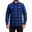 Milwaukee Leather Men's Plaid Flannel Blue Biker Shirt with CE Approved Armor Reinforced w/Aramid Fiber MPM1634