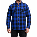 Milwaukee Leather Men's Plaid Flannel Blue Biker Shirt with CE Approved Armor Reinforced w/Aramid Fiber MPM1634
