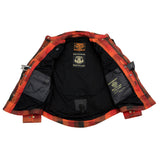 Milwaukee Leather MPM1641 Men's Plaid Flannel Biker Shirt with CE Approved Armor - Reinforced w/ Aramid Fiber