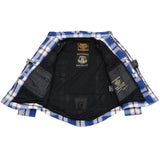 Milwaukee Leather Men's Plaid Flannel Biker Shirt with Aramid Fiber and Armor