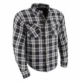 Milwaukee Leather MPM1646 Men's Plaid Flannel Biker Shirt with CE Approved Armor - Reinforced w/ Aramid Fiber