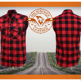 Milwaukee Leather MPM1649 Men’s Classic Black and Red Button-Down Flannel Cut Off Sleeveless Casual Shirt