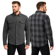 Milwaukee Leather Men’s Two-Tone CE Armored Flannel - Solid Front / Plaid Back - Reinforced w/ Aramid Fibers - MPM1670