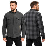 Milwaukee Leather Men’s Two-Tone CE Armored Flannel - Solid Front / Plaid Back - Reinforced w/ Aramid Fibers - MPM1670