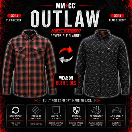 Milwaukee Motorcycle Clothing Co. Men's Reversible Plaid Flannel Shirt