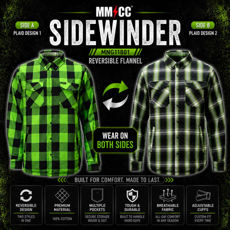Milwaukee Motorcycle Clothing Co. Men's Reversible Plaid Flannel Shirt
